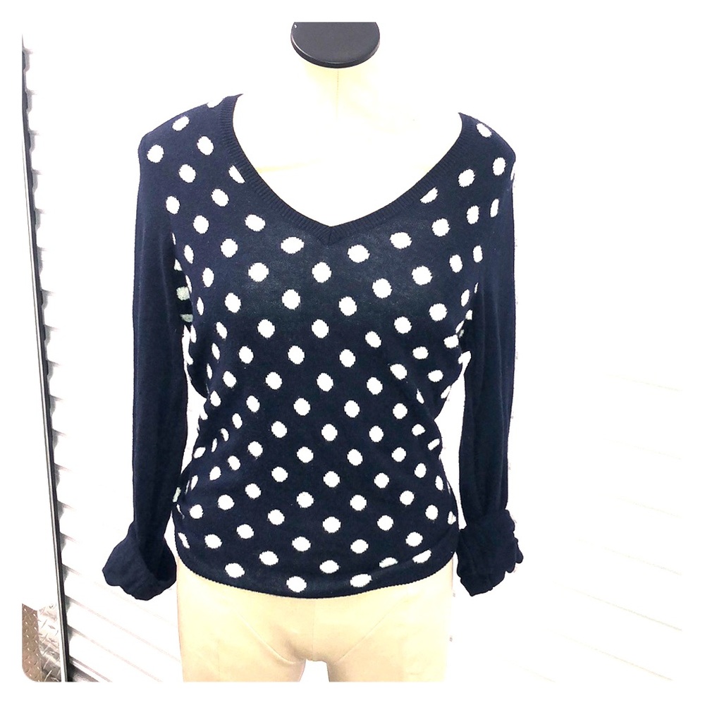 The Limited navy and white polka dot sweater